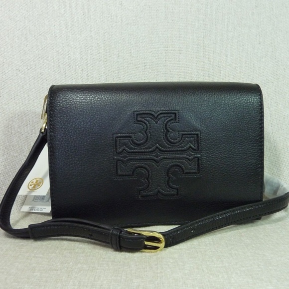 Tory Burch Black Leather Harper Combo Messenger/Cross Body/Clutch